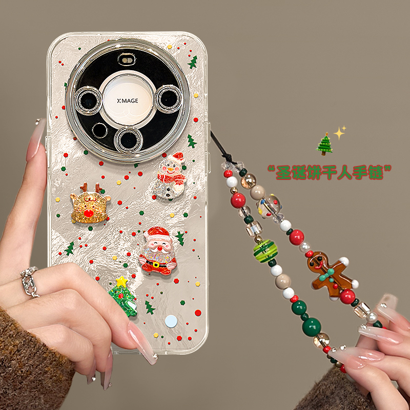 适用mate70冰川纹圣诞公仔手机壳