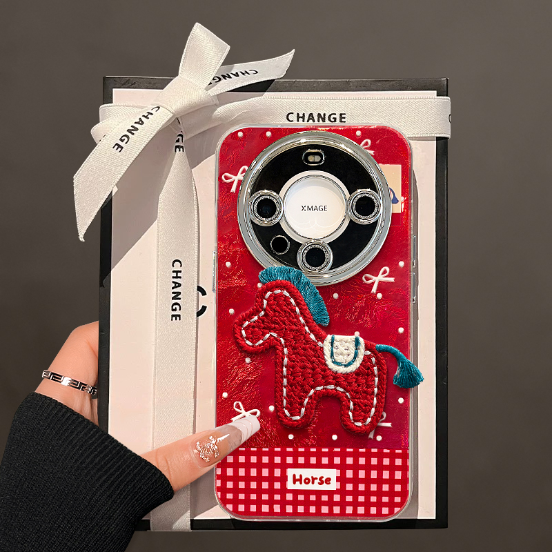 适用mate70冰川纹小马贴件手机壳