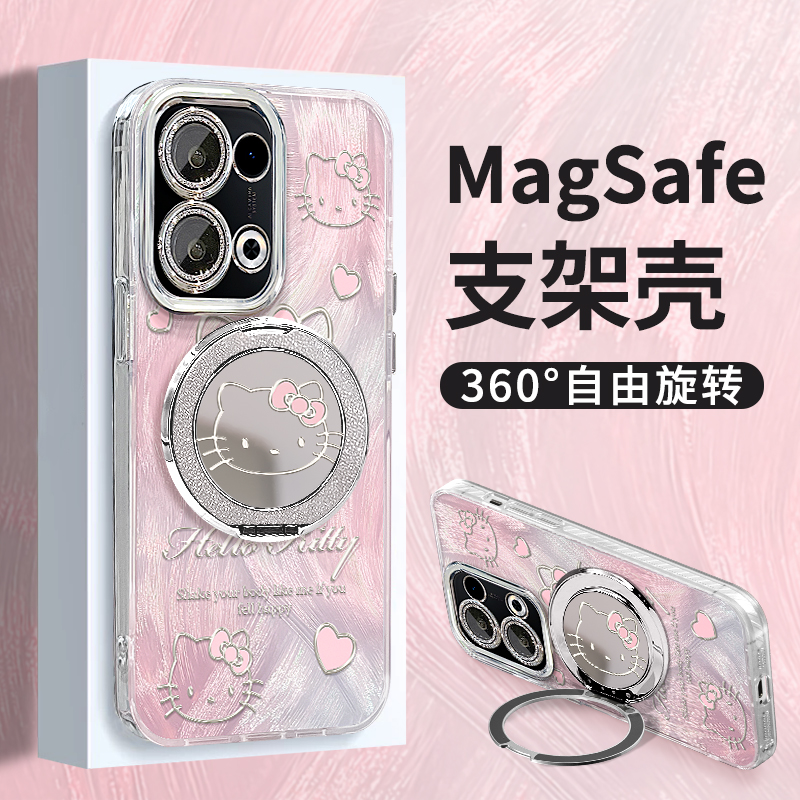 适用reno14羽纱壳粉色kt猫手机壳