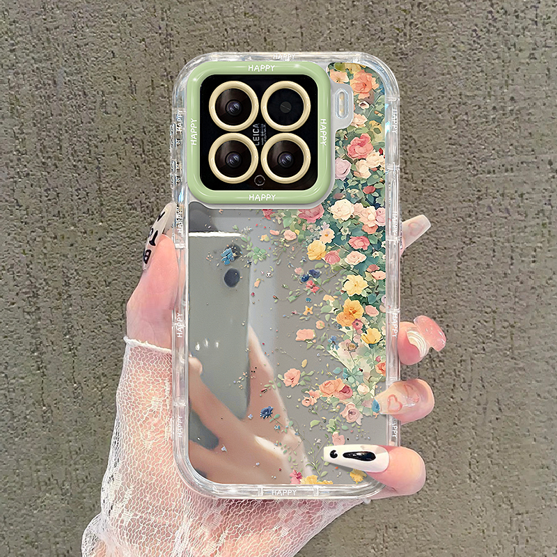 适用小米15镜面奶油壳花墙手机壳