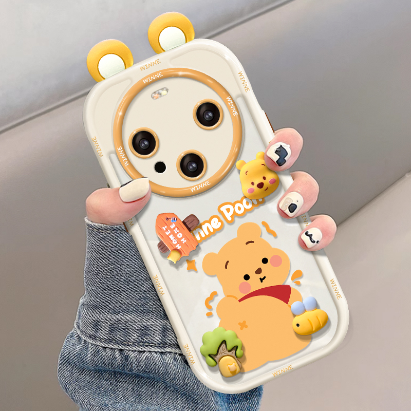 华为奶油壳可爱维尼熊公仔手机壳