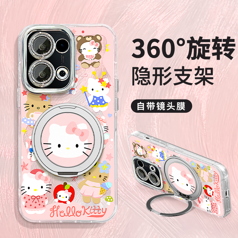 适用reno14羽纱壳满屏kt猫手机壳