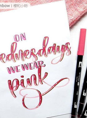 日本Tombow蜻蜓ABT双头水彩笔BRUSH英文艺术字母初学者用笔设计用软头笔彩色毛笔马克笔紫色红色