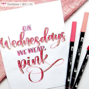 日本Tombow蜻蜓ABT双头水彩笔BRUSH英文艺术字母初学者用笔设计用软头笔彩色毛笔马克笔紫色红色