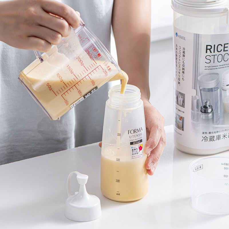 ASVEL面糊分配器带刻度厨房松饼蛋糕烘焙工具带盖倒料瓶挤压瓶