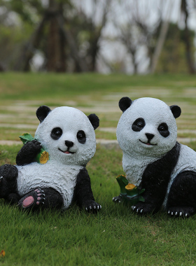 摆件熊猫树脂工艺品花园别墅