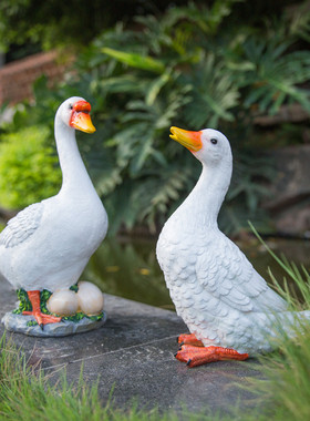 花园庭院装饰仿真鸭子摆件树脂动物雕塑景观工艺品户外鹅别墅田园