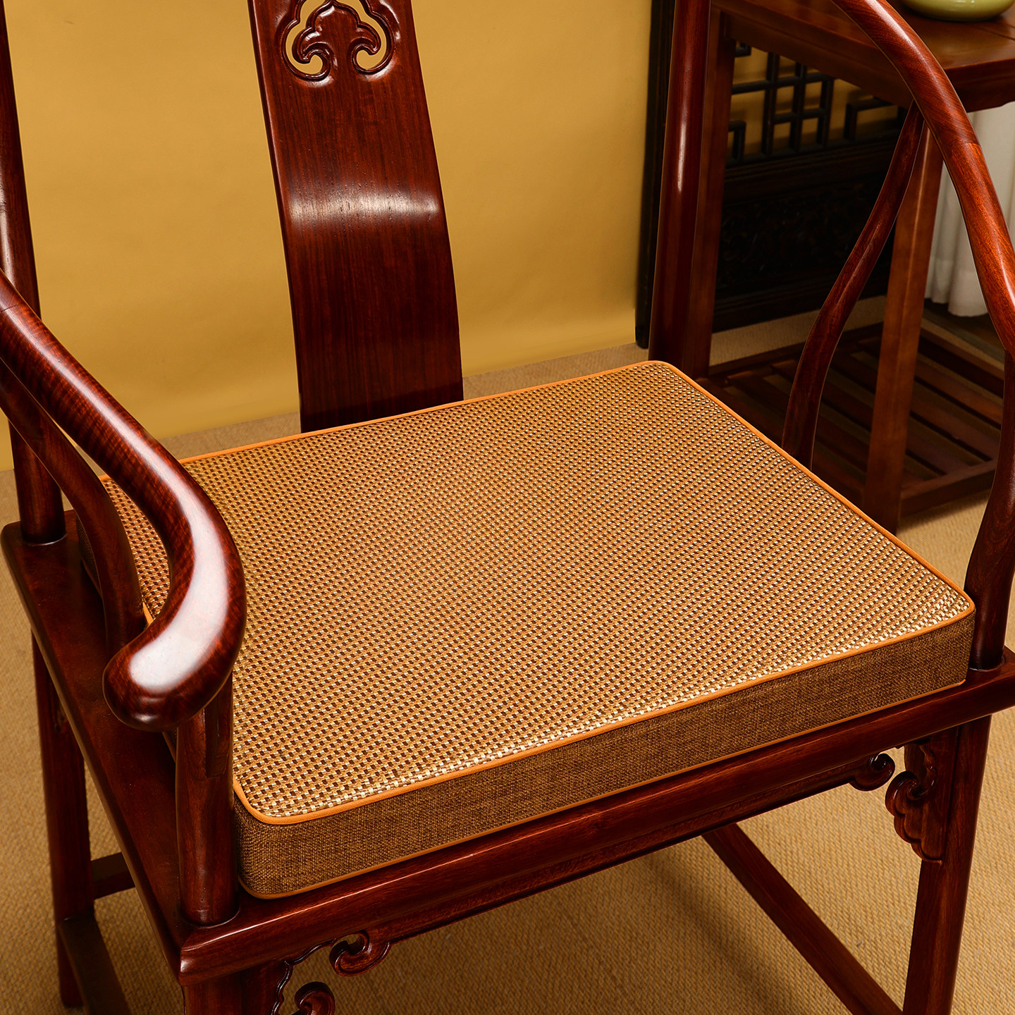 新款冰藤透气坐垫夏天实木椅子坐垫加厚乳胶坐垫新中式夏季凉席垫