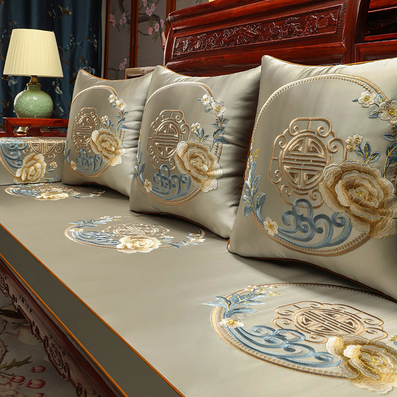 新中式红木沙发垫防滑定做实木家具坐垫高端刺绣罗汉床垫子五件套,居家布艺,沙发垫,淘宝优惠券,粉丝福利购,淘宝优惠卷