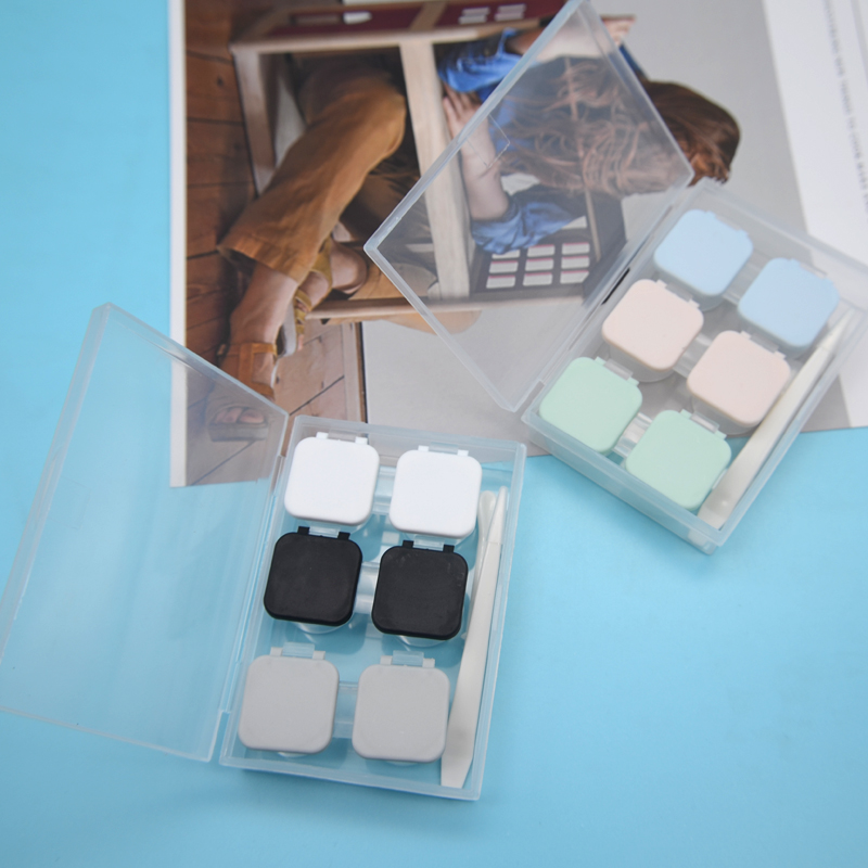 翻盖三副组合按扣式隐形眼镜盒