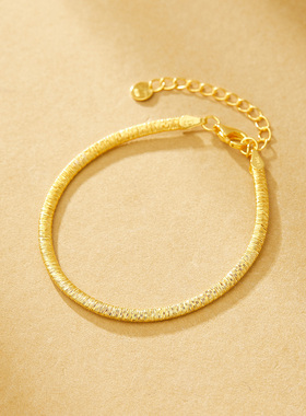 ADHORA意大利 S925银扁车花银丝简约气质手链送女友送闺蜜