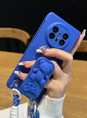 刘亦菲同款蓝色小熊支架适用于华为MateX5手机壳超薄磨砂可爱卡通x6折叠屏保护套x7全包防摔手提挂绳女个性