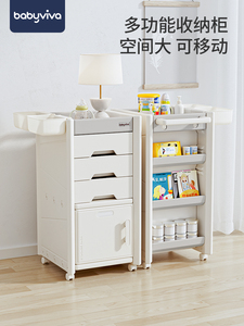 babyviva婴儿用品喂养台收纳柜床头置物架护理推车移动奶瓶储物架