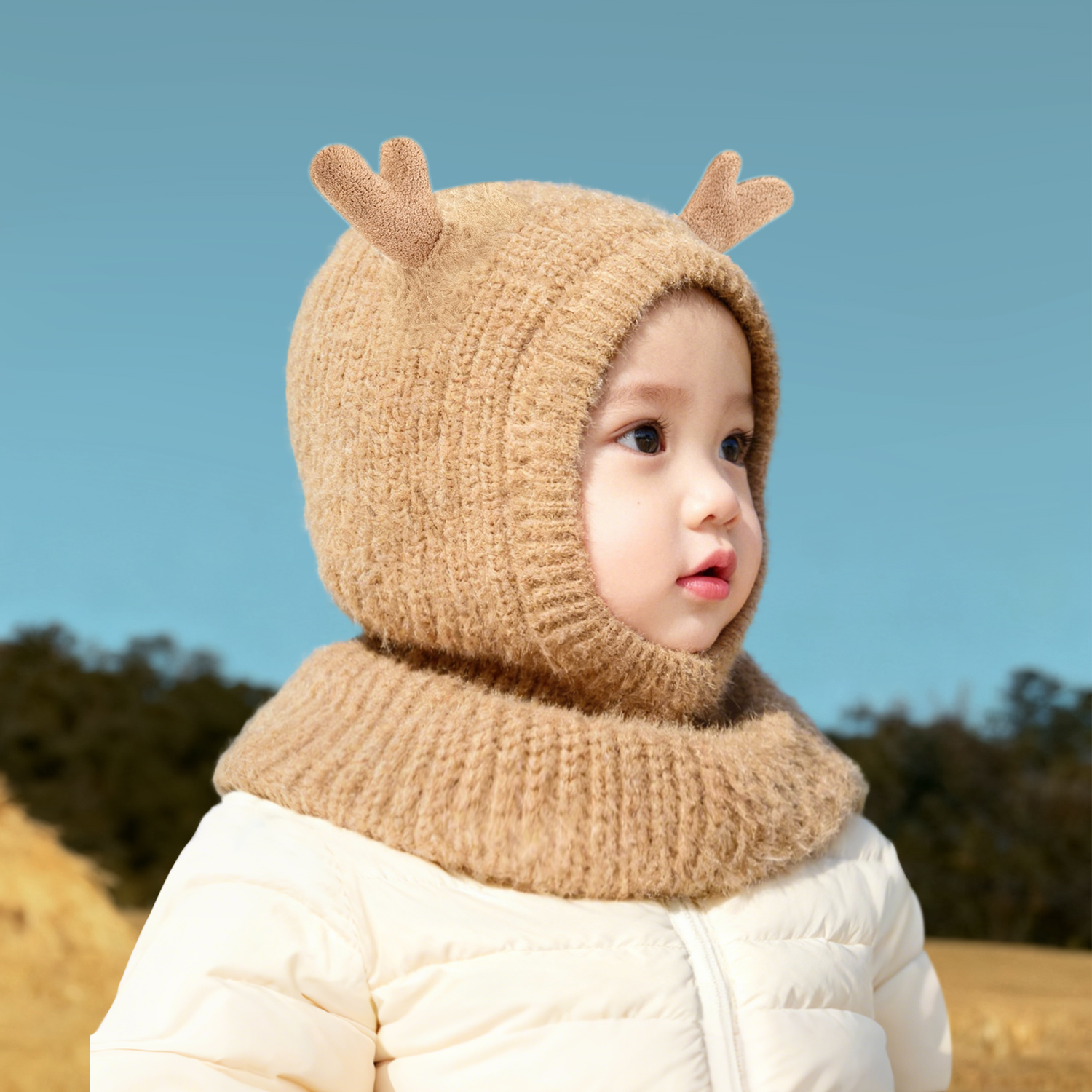 儿童帽子秋冬季宝宝围脖一体帽冬