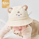 婴儿帽子春秋款 小月龄男宝宝秋冬遮阳帽婴幼儿渔夫帽防晒纯棉一岁