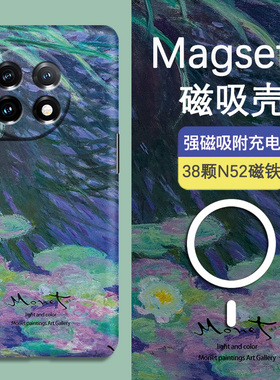 Magsafe磁吸适用一加15手机壳一加13紫色莫奈睡莲艺术油画ACE6硬壳一加12防摔11超薄Ace5夜光一加10Pro保护套