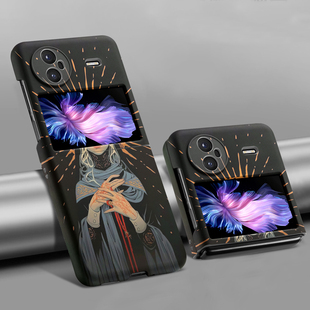 适用vivoXFold5手机壳新款 小众保护壳xfold2夜光超薄亲肤防摔硬壳Xflip磁吸全包保护套 xfold3Pro蒙眼圣母个性