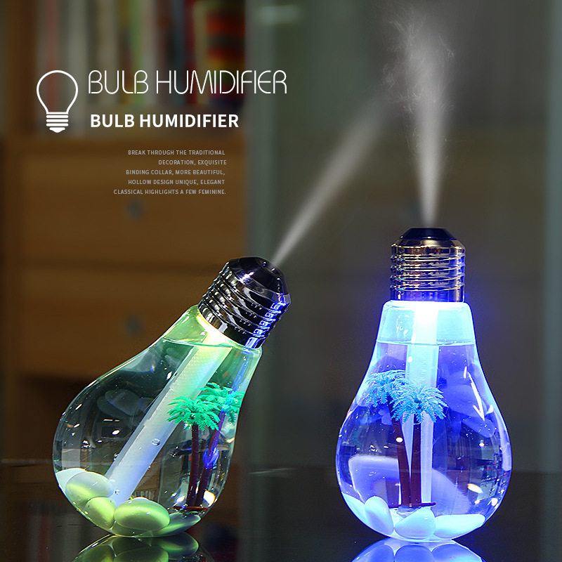 空气加湿器usb大雾量喷雾家用办公室桌面七彩灯泡humidifier