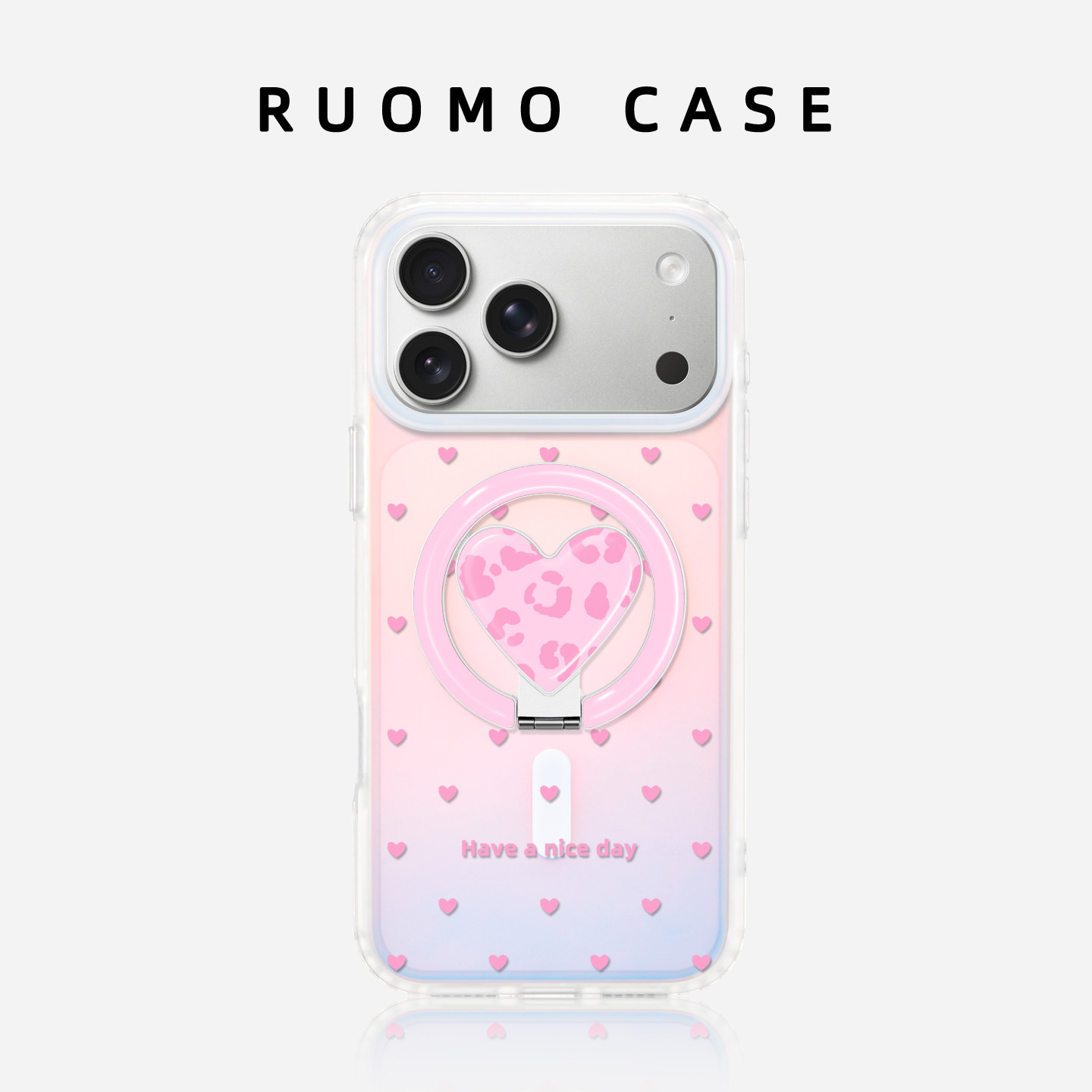若墨适用苹果17promax手机壳新款iphone16pro高级感15磁吸带支架支点渐变镭射创意个性14粉色豹纹13时尚小众
