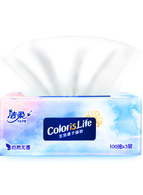 洁柔缤纷系列面巾纸 3层100抽*1包 MZ