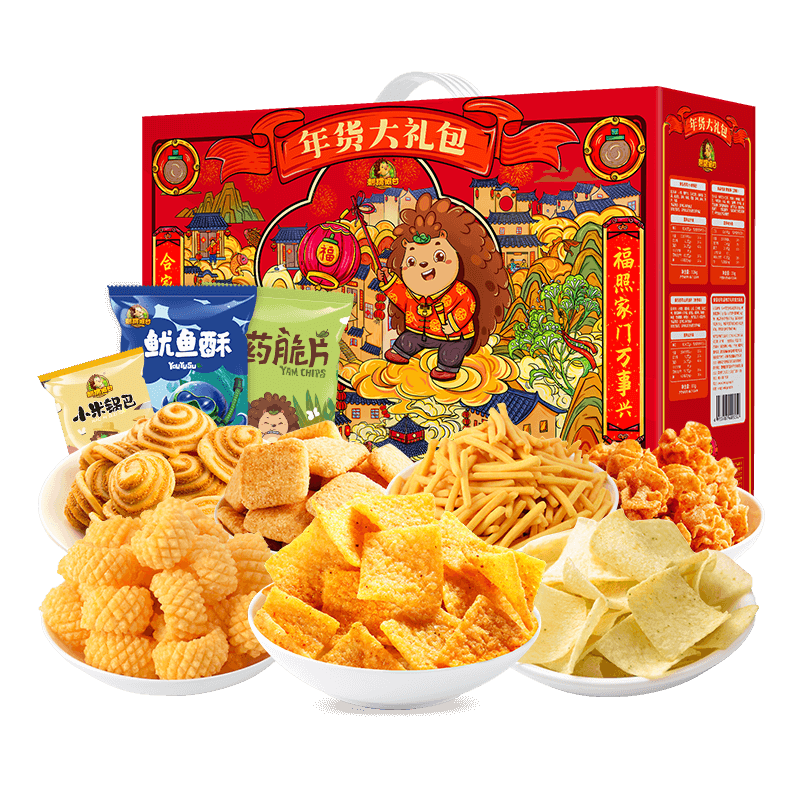 刺猬阿甘红色零食大礼包 316g（5款零食12包）-TJB