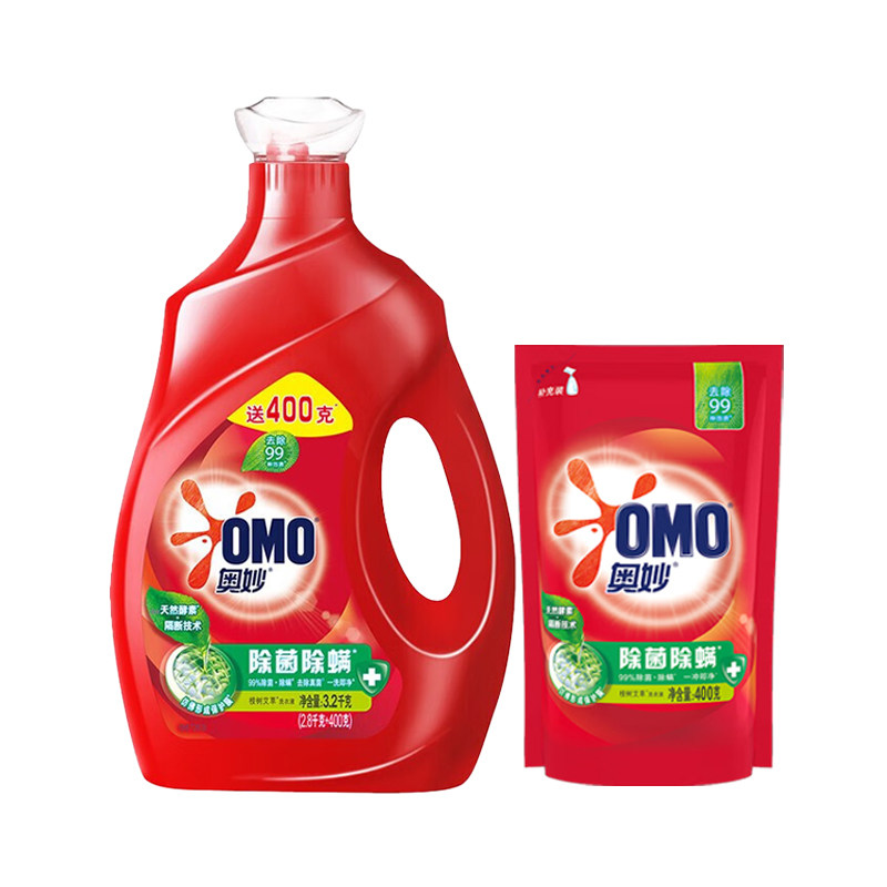 奥妙洗衣液囤货装 奥妙洗衣液3.2kg 400g补充装