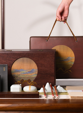 善琏湖笔江山颂文房四宝套装笔墨纸砚全套毛笔书法专用用品工具精品高档礼物砚台墨条毛笔套装教师节礼盒高级