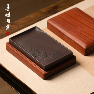 善琏湖笔 事事如意 端砚宋坑砚台坑仔肇庆工艺美术大师翟倚嫦亲工雕刻天然原石高档书法专用老砚台磨墨礼盒