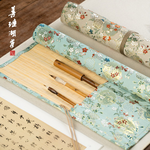 善琏湖笔布艺笔帘毛笔专用收纳