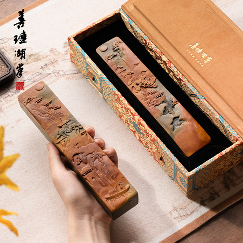 善琏湖笔修水石镇纸镇尺手工雕刻
