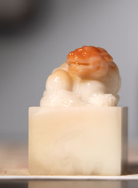 善琏湖笔 孤品印章 寿山石老挝石古兽钮石料篆刻磨盘随形方石刻定制精品硬笔章石闲章书画书法文房四宝礼物