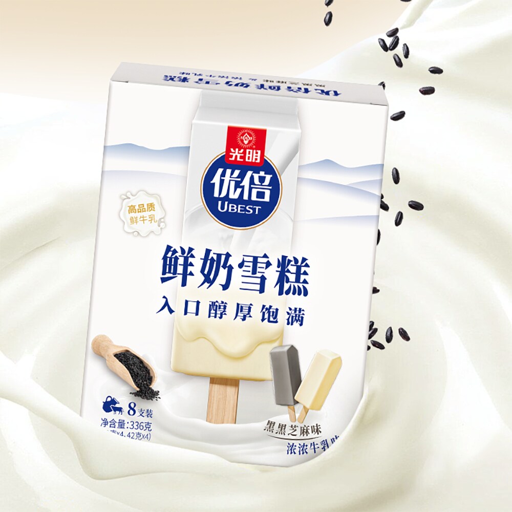 光明优倍鲜奶雪糕 黑黑芝麻味浓浓牛乳味42g*8支 香浓醇厚