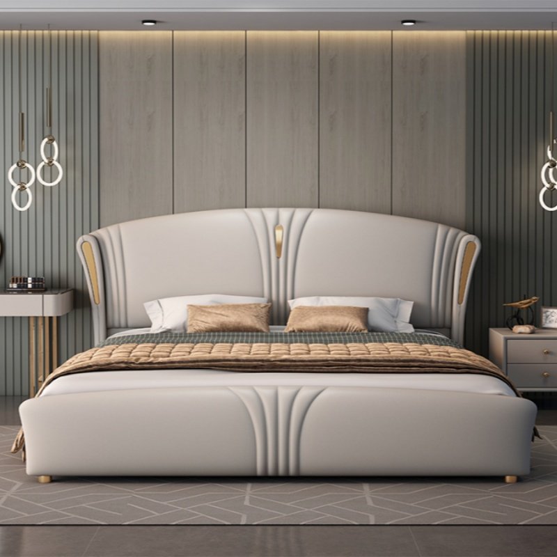 轻奢现代简约真皮床高端大气主卧储物双人大床奢华网红时尚结婚床