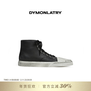 DYMONLATRY 2025新款高帮女士尖头休闲鞋 黑色尖头高帮脏脏鞋