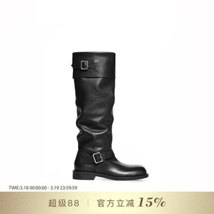 马思纯同款DYMONLATRY 25秋冬新款游牧风堆堆骑士靴长筒靴靴子女