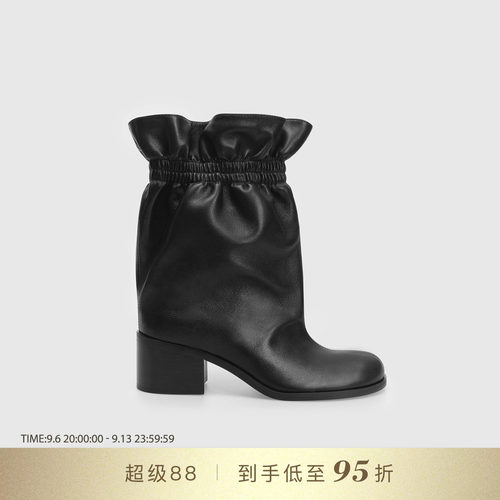 DYMONLATRY褶皱花苞高跟靴