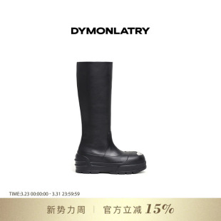 DYMONLATRY中性风极简高筒骑士靴 饰高筒靴 金属装