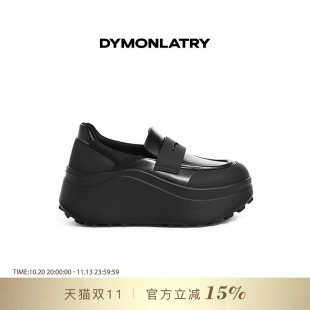 DYMONLATRY 厚底女士单鞋松糕鞋 百搭厚底牛皮乐福鞋子女