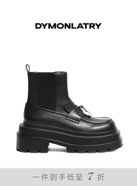 DYMONLATRY 2025新款女士短靴 锁头装饰厚底乐福时装靴