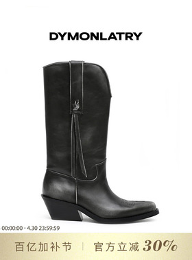 DYMONLATRY 2025新款西部女靴 做旧擦色西部中筒靴