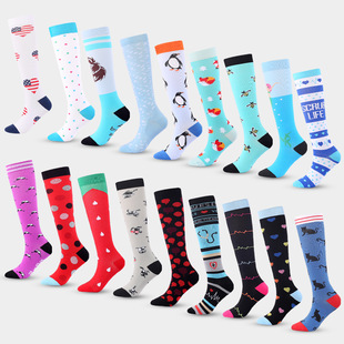 欧美新款运动压力袜跑步压缩袜户外骑行compression socks