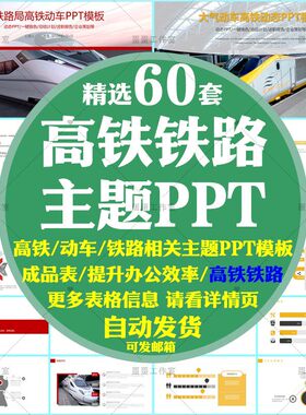 铁路高铁动车火车PPT模板铁道地铁交通行业通用工作汇报高端蓝色