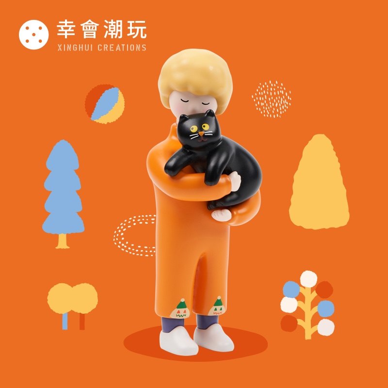 幸会潮玩 CBB-抱猫万圣节公仔潮玩手办可爱摆件收藏创意玩具礼物 - 实物图