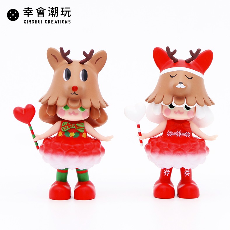 幸会潮玩圣诞限定狼妹鹿吊卡手办