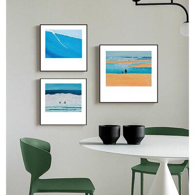 正方形大海帆船海滩杨帆冲浪花客厅卧室床头挂画餐厅办公室装饰画