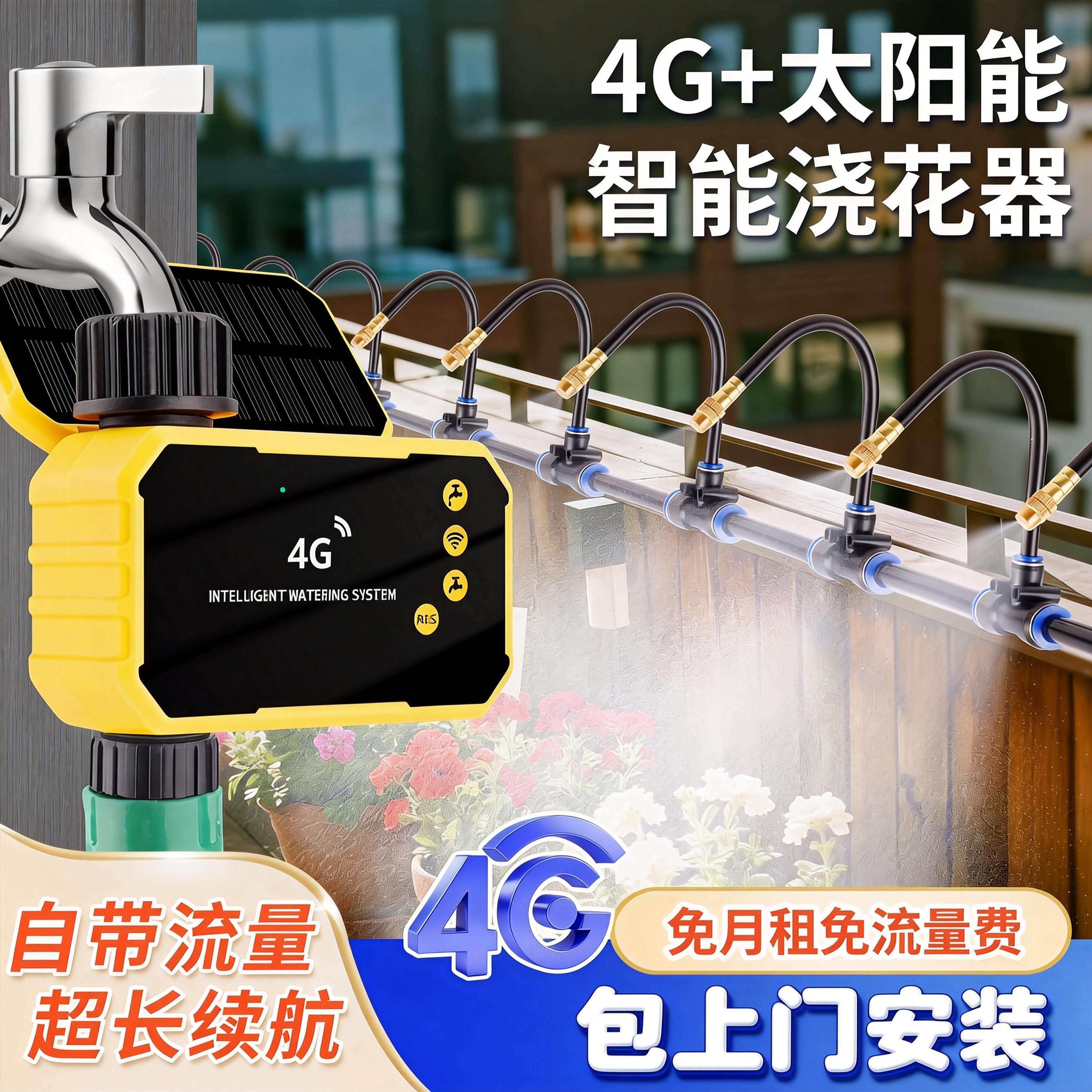 包安装同城上门服务4G网络手机远程控制浇水定时智能浇灌喷淋系统