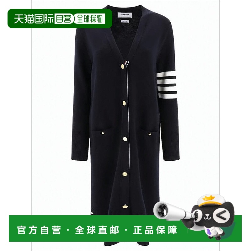 自营thom browneMerino Wool Long Cardigan With Deep V-Necklin