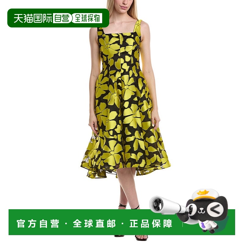 自营Amsale Silk-Blend Midi Dress - black 美国奥莱直发