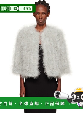 1h可退 香港直邮潮奢 YVES SALOMON 女士 蓝色 Short Feather 夹