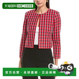 Renta Tweed red 美国奥莱 Jacket Lined 自营Oscar Silk